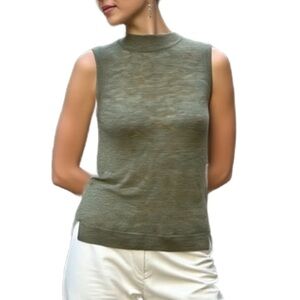 Wilfred Free Mock Neck Knit Top in Olive Green Size XXS